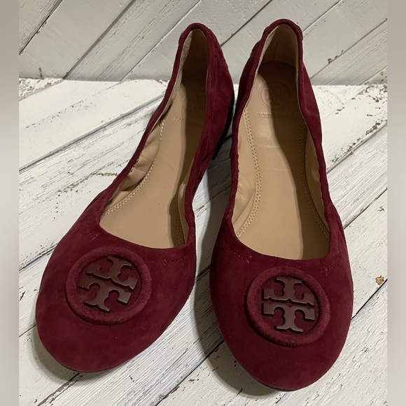 Women’s Tory Burch Allie Ballet Flats burgundy size 8 - Picture 1 of 6